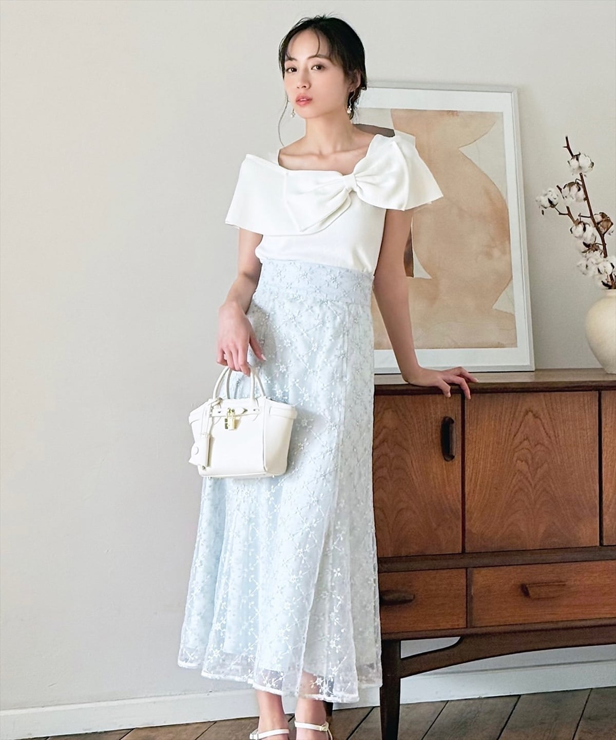 リボンディテールニットプルオーバー