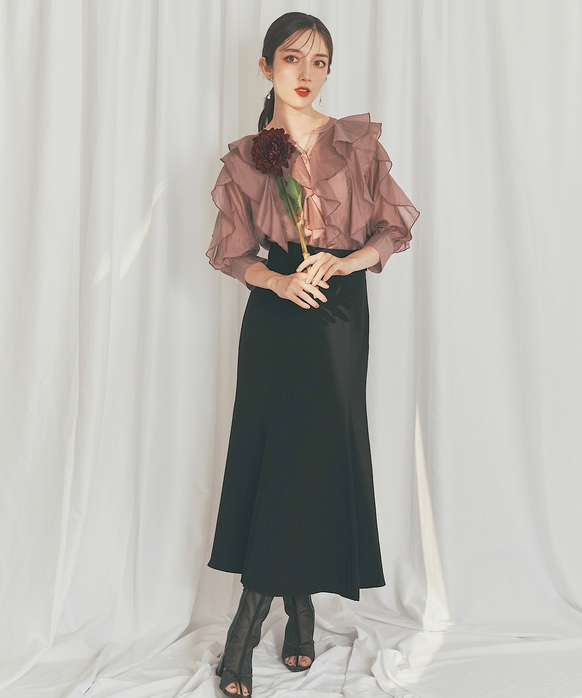 【日本製】ベルト付きマーメイドスカート