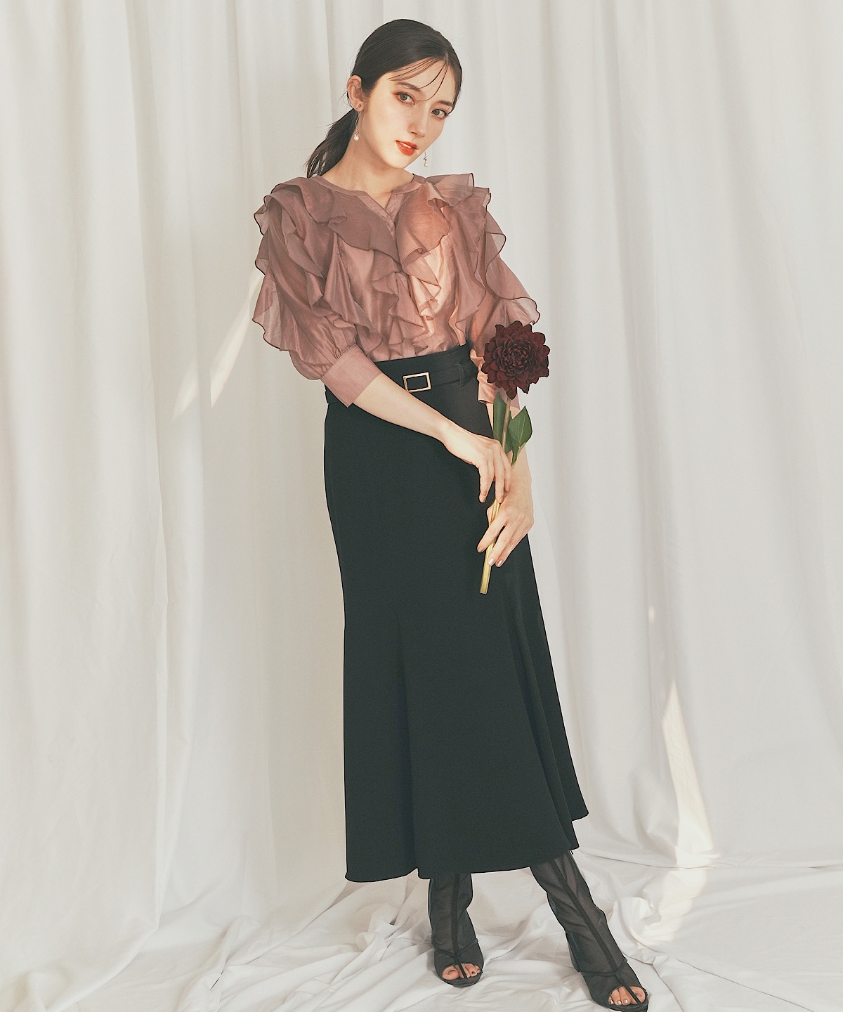 【日本製】ベルト付きマーメイドスカート