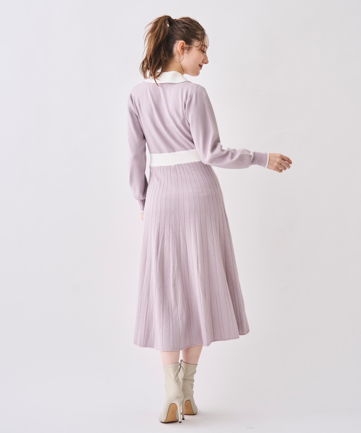 配色ポロニットワンピース