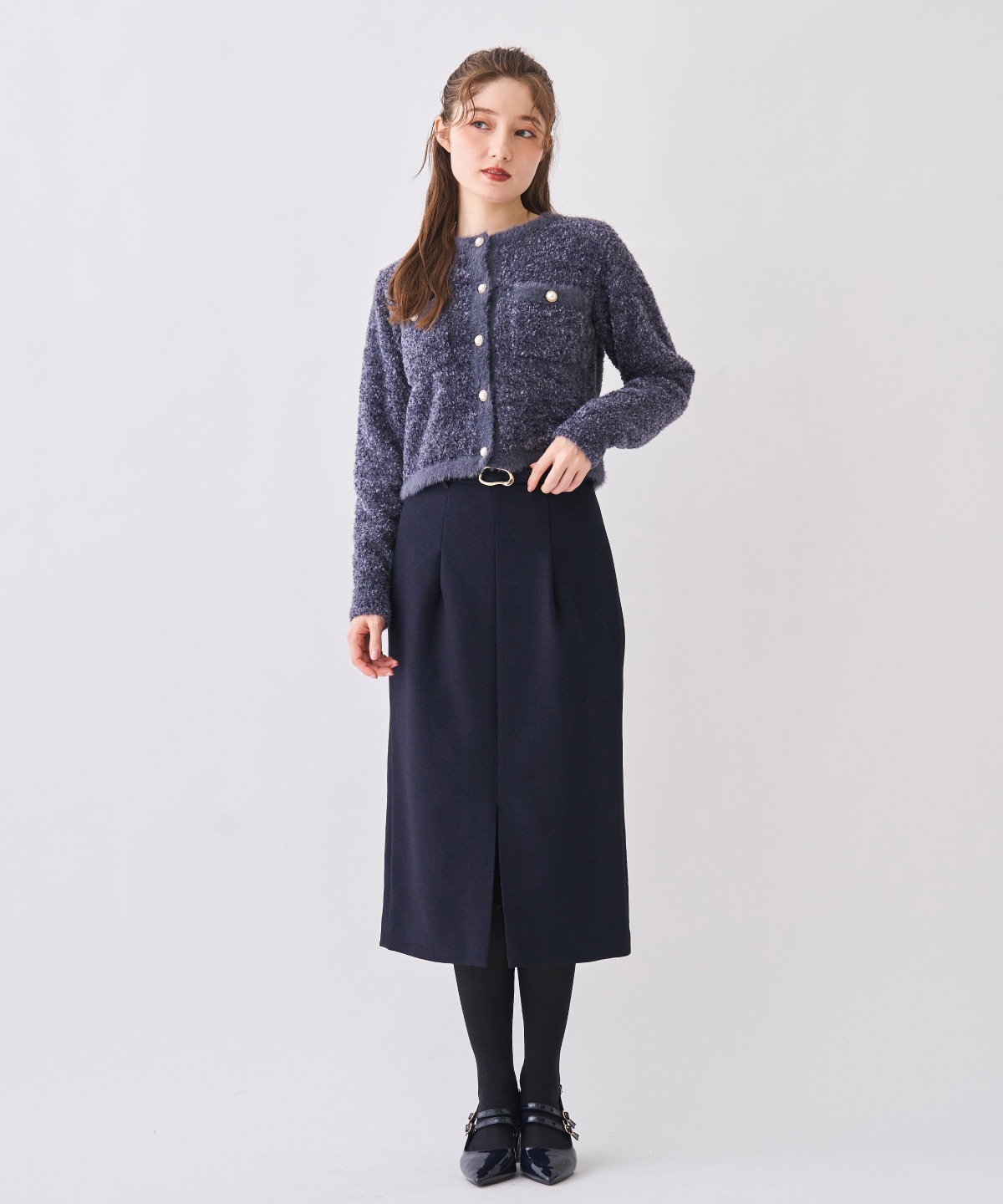 【12/5(Fri)発売開始】ノーカラーフェザーカーディガン