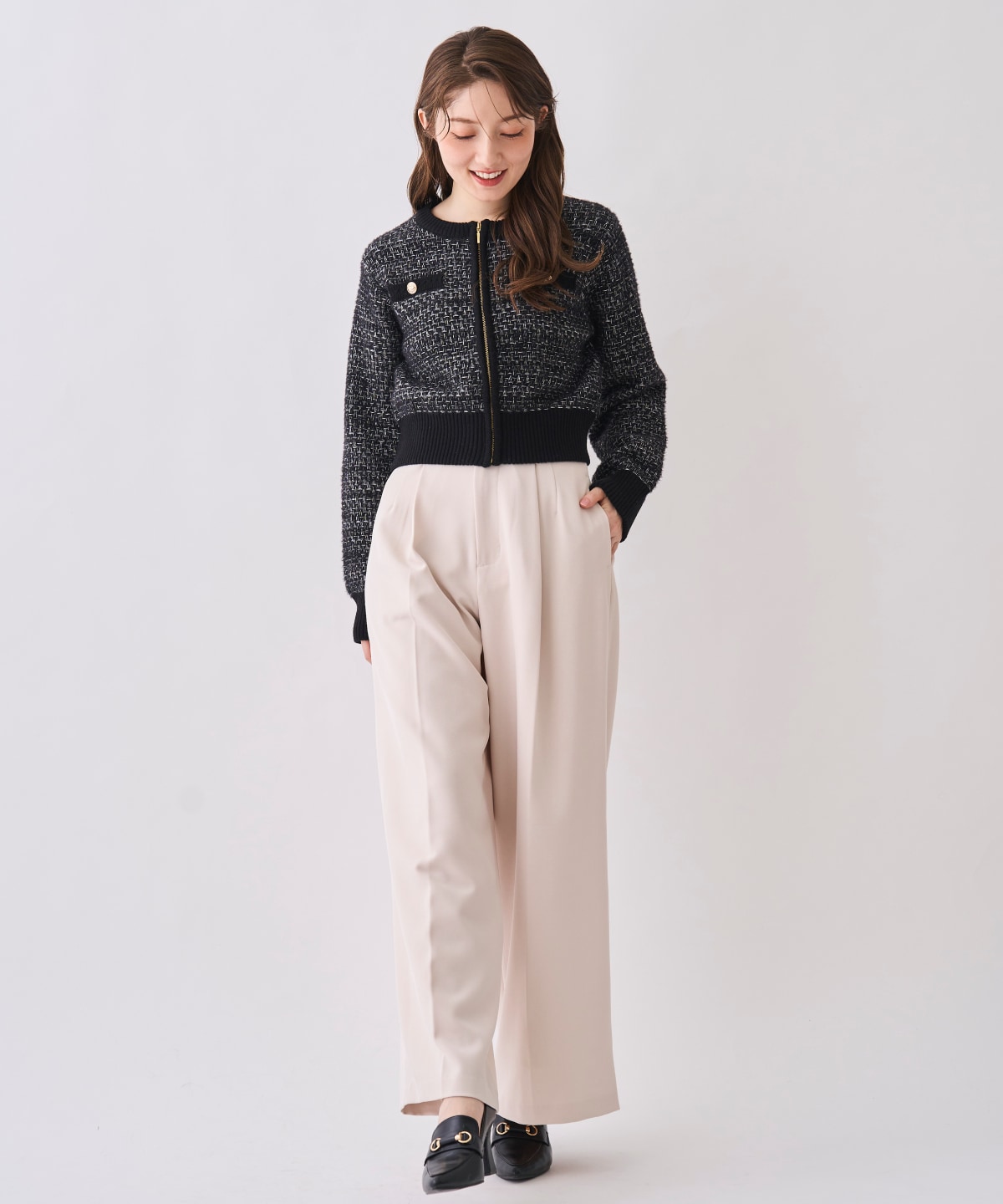 フェザーツイードニットジャケット