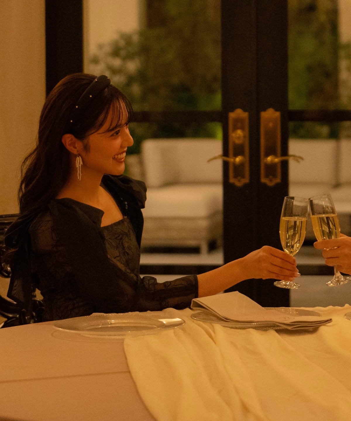 フラワー刺繍肩リボンドレス