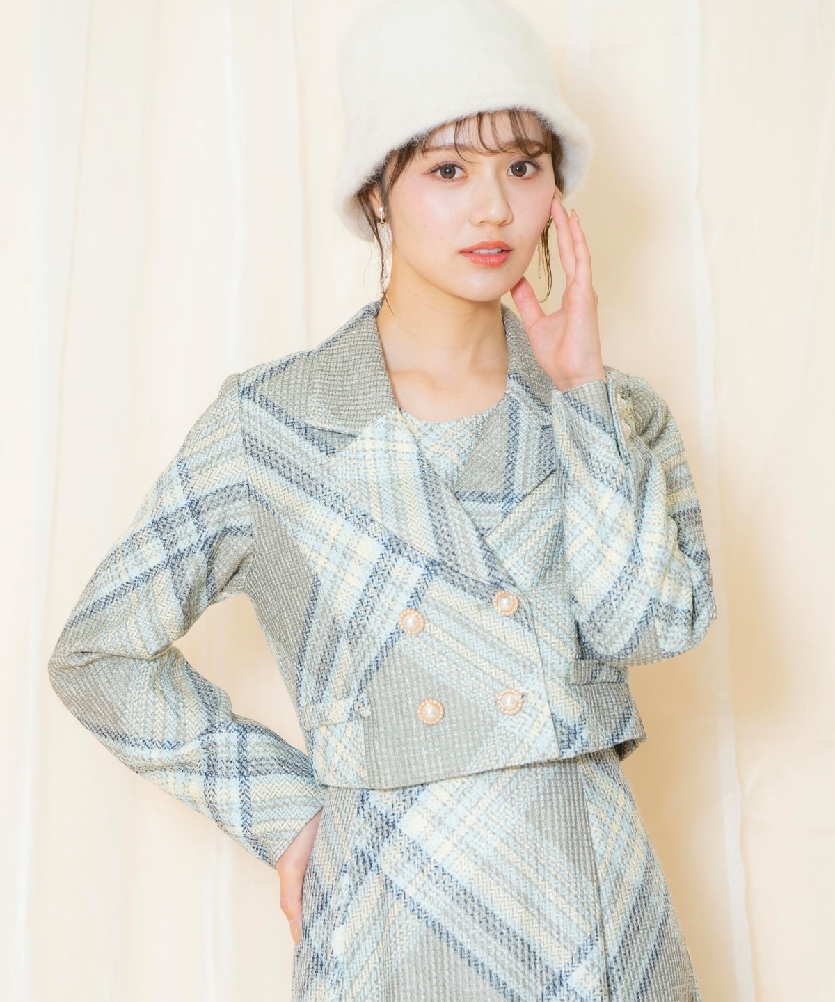 ツイードチェックショートジャケット