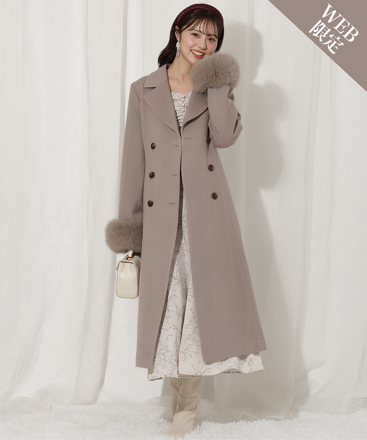 FOXファー付きウールコート