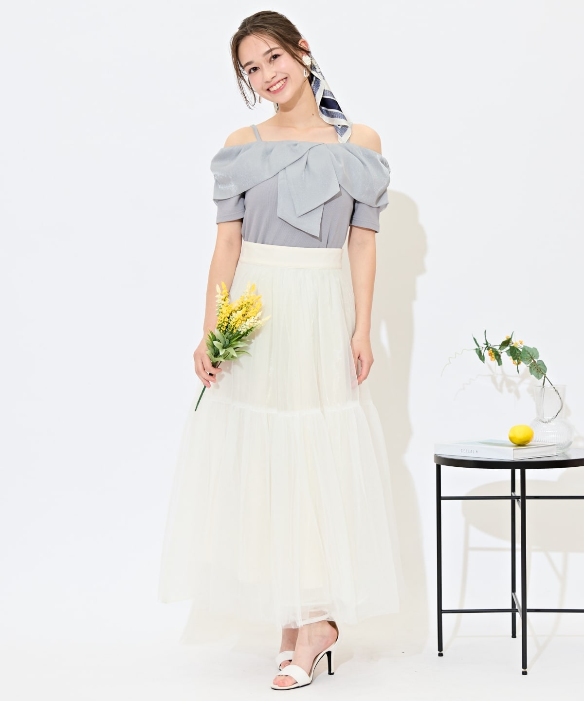 ニュアンスカラーチュールティアードスカート