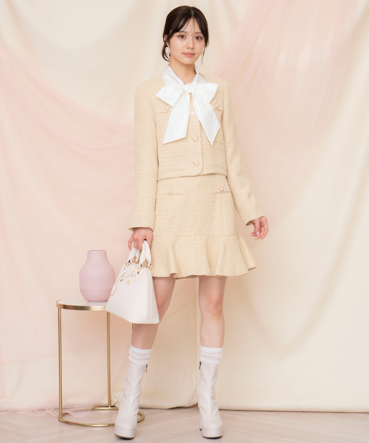 ラメツイードフレアミニスカート