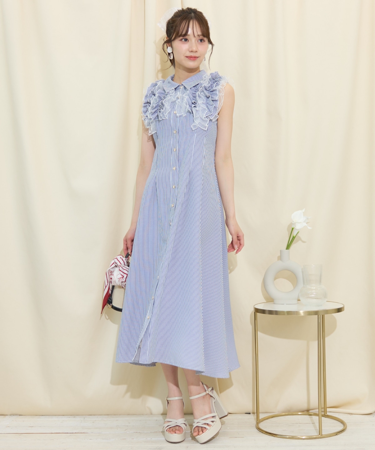 チュールフリルワンピース