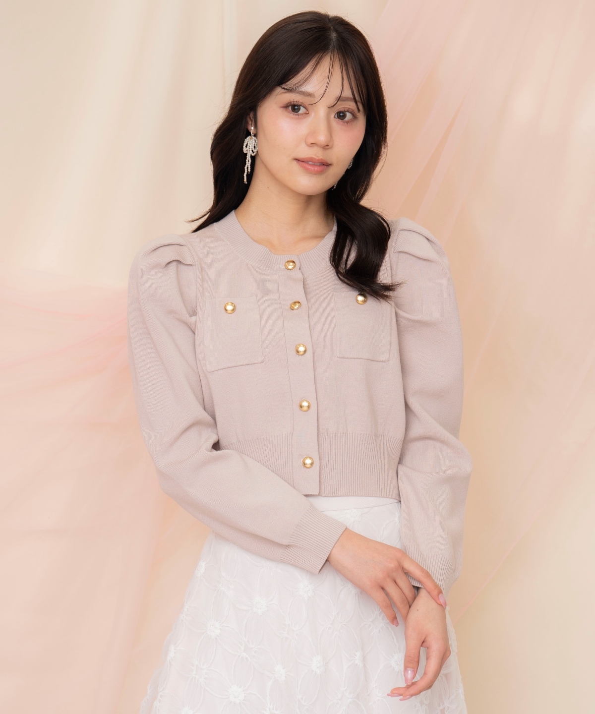 ポケットデザインタックスリーブカーディガン