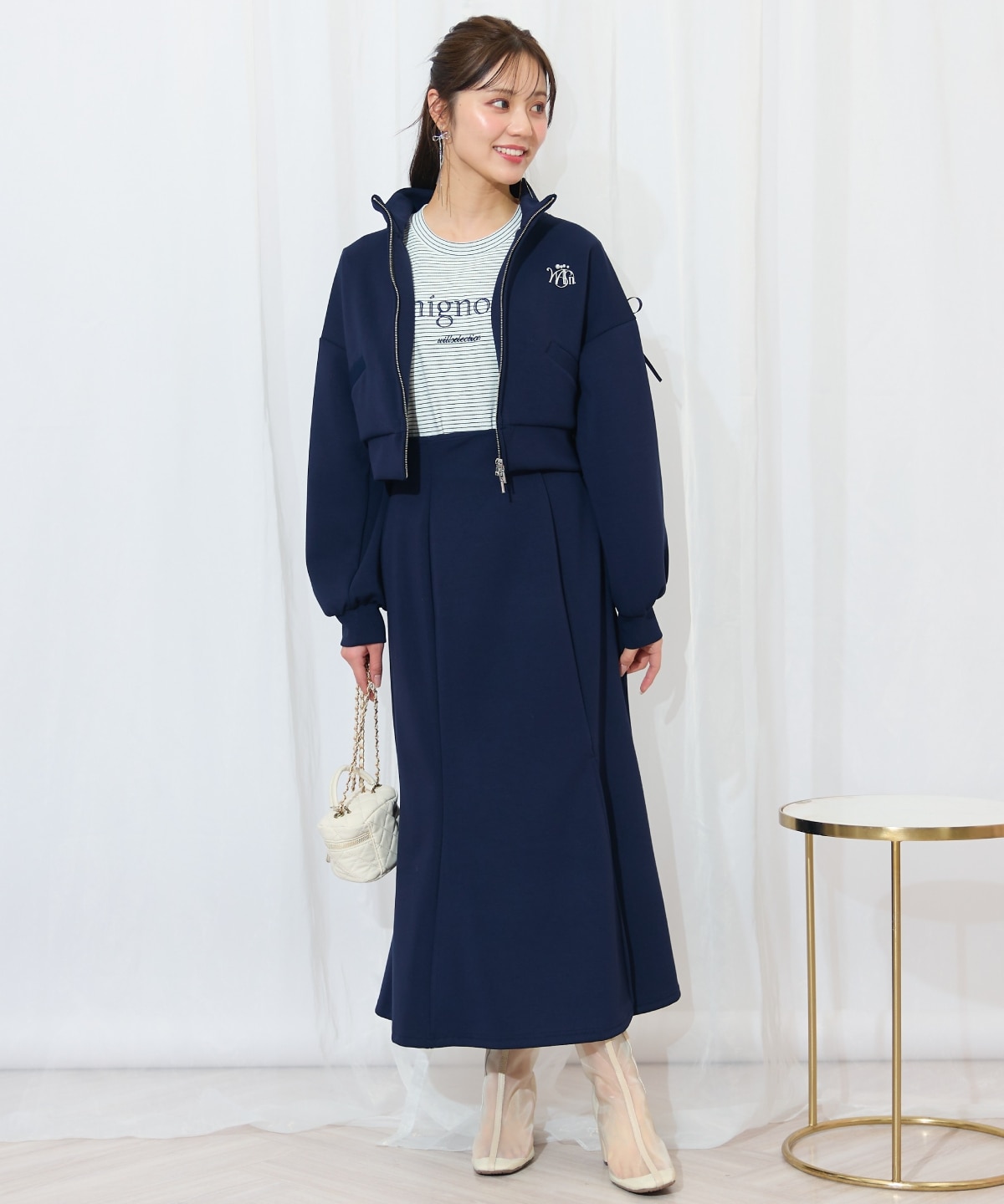 ロゴ刺繍リボントラックジャケット