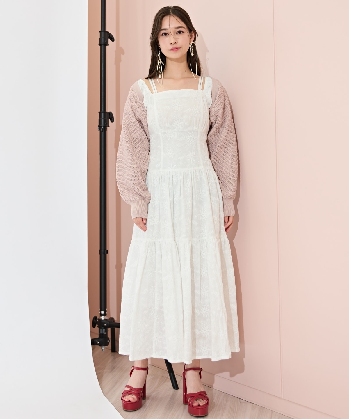 ショート丈柄編みボレロ