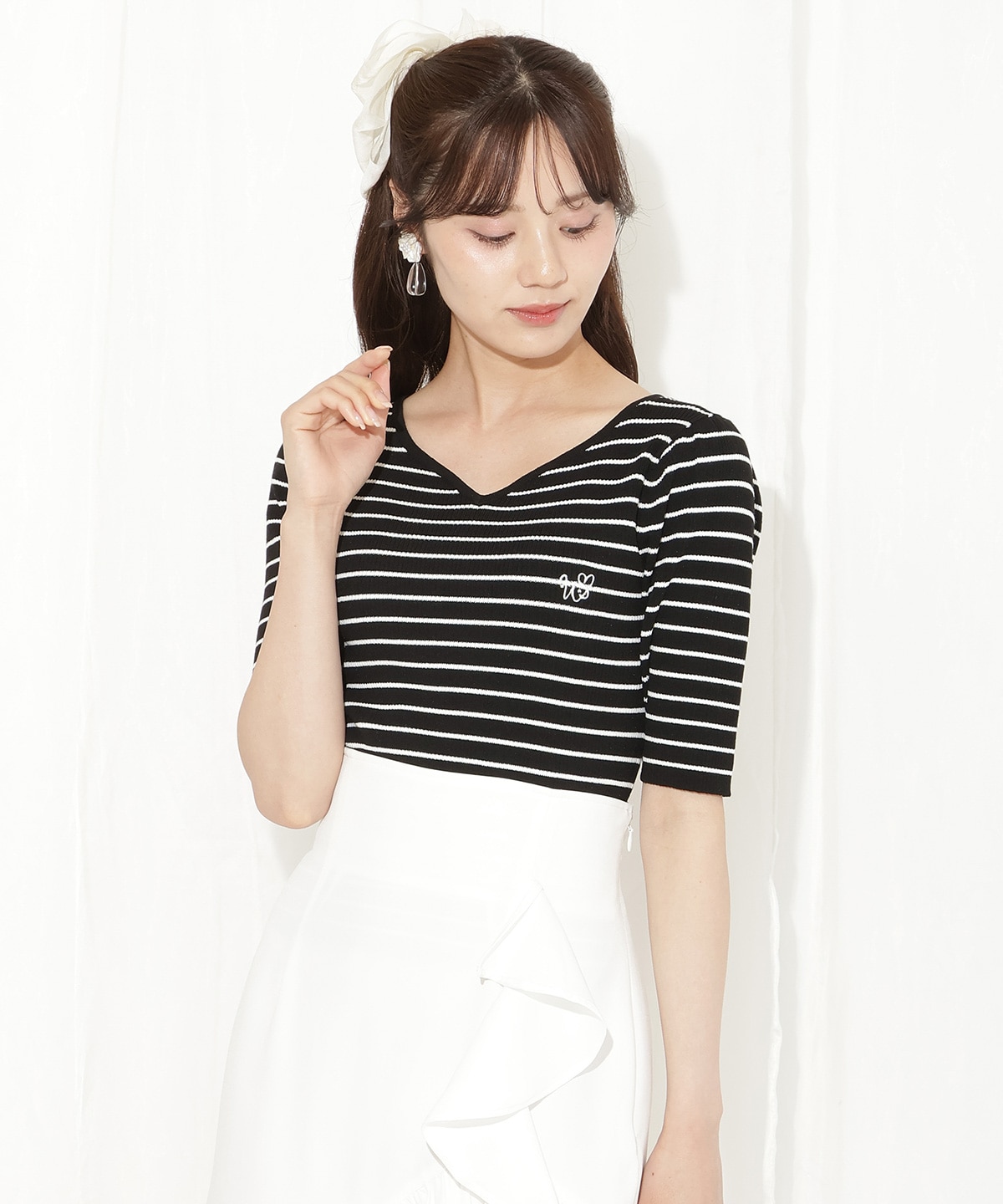 ハートネックニットプルオーバー