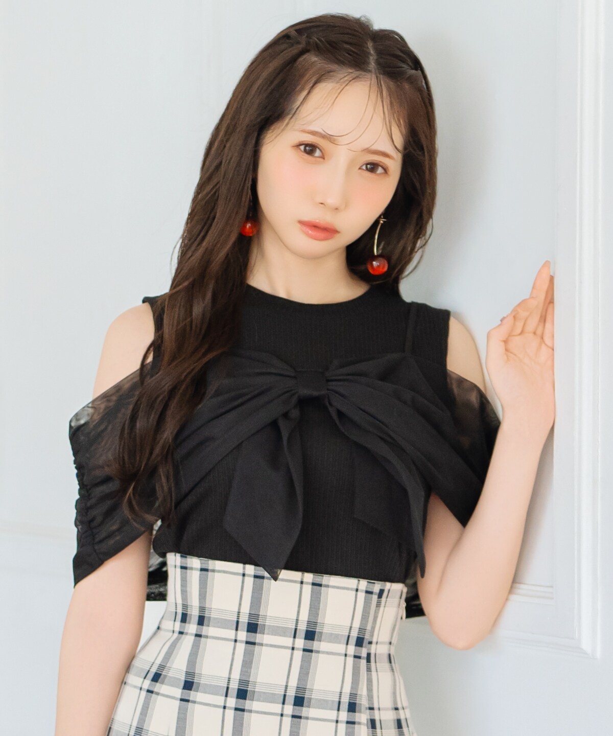 リボンレイヤードカットトップス