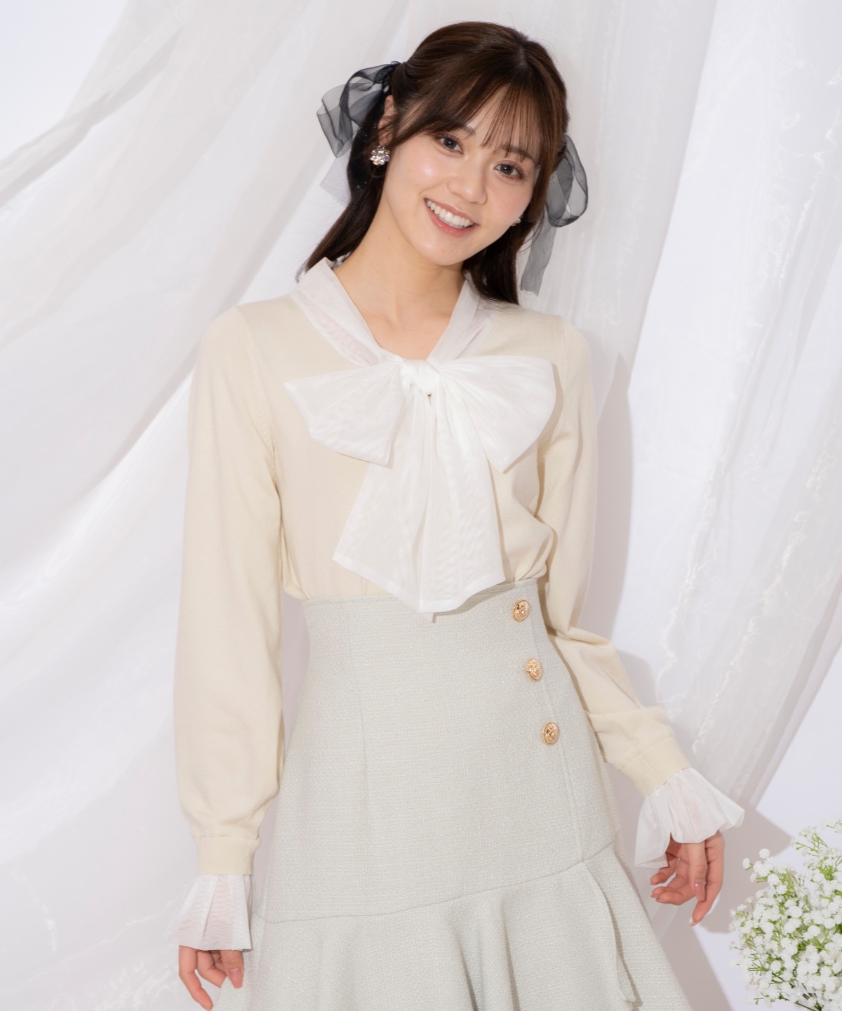 レイヤード風ボウタイニット