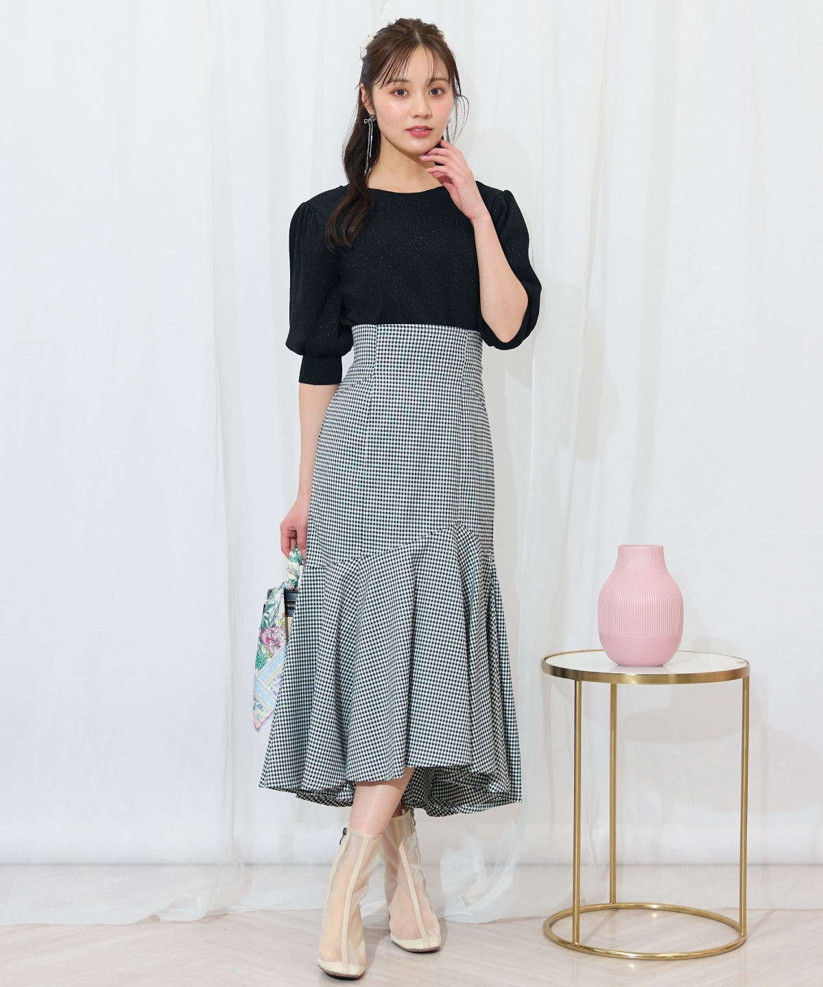 2WAYリボンラメニットプルオーバー