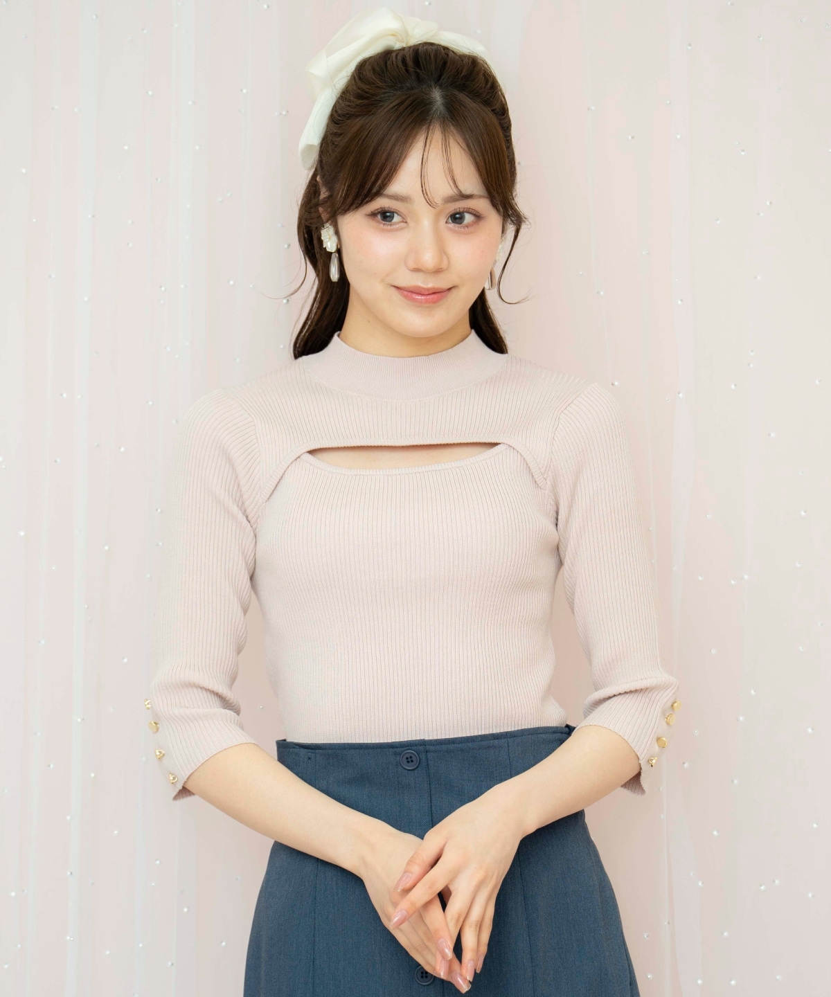 デコルテオープンハイネックプルオーバー