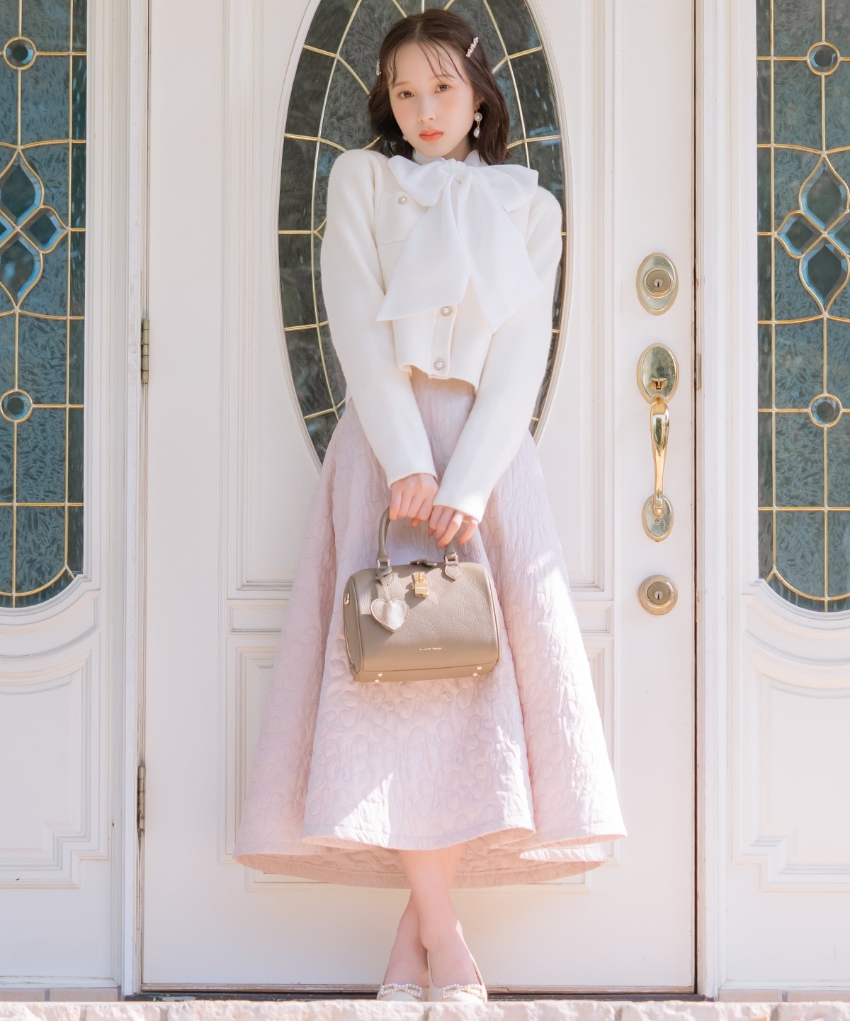 キルティングボリュームフレアスカート