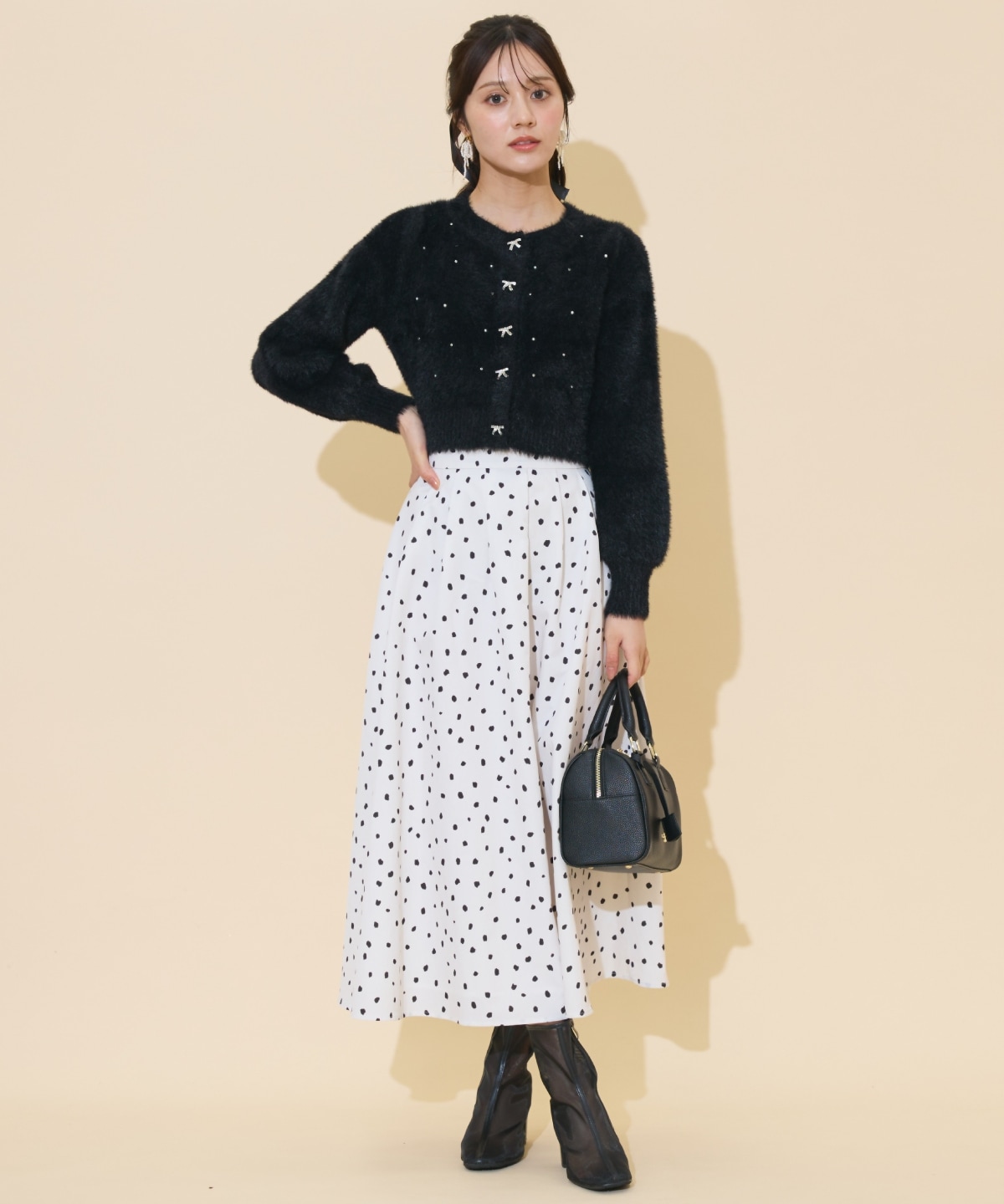 ダルメシアンプリントボリュームタックスカート