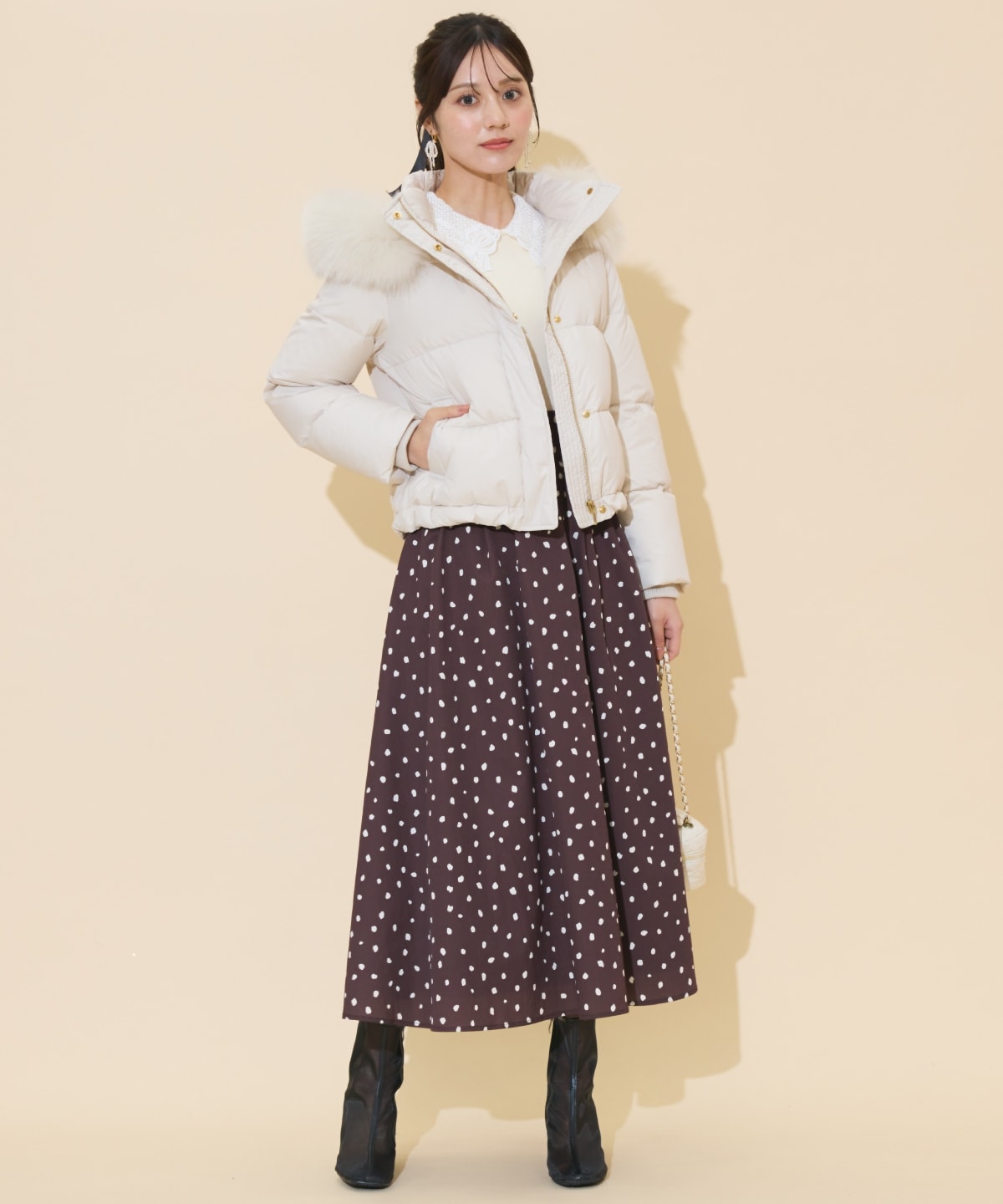 ファー付きショートダウン