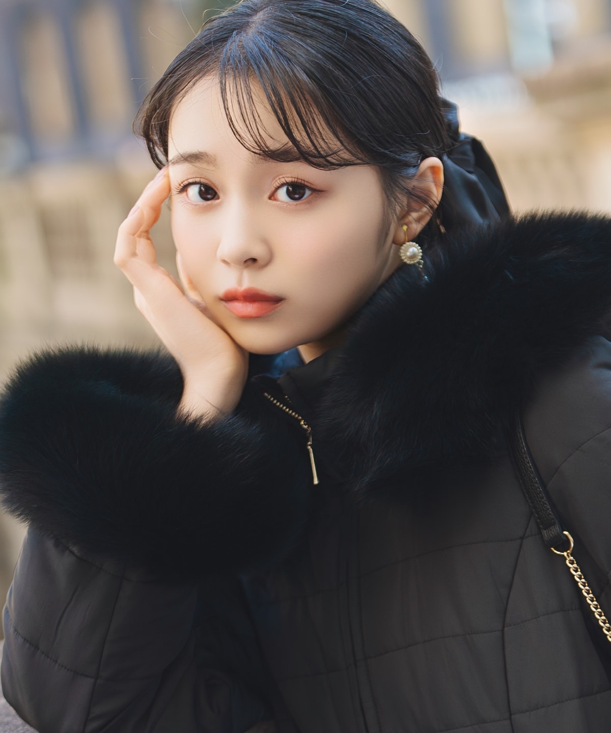 フォックスファーキルティングフレアコート