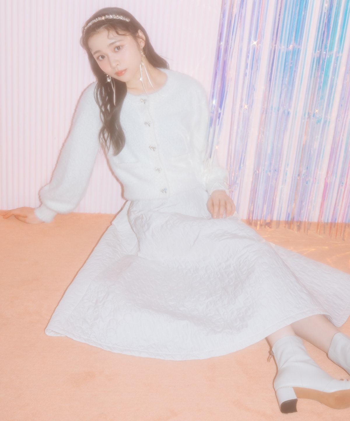 【1/1(thu)10時発売 New Year's Item】リボンボタンフェザーカーディガン