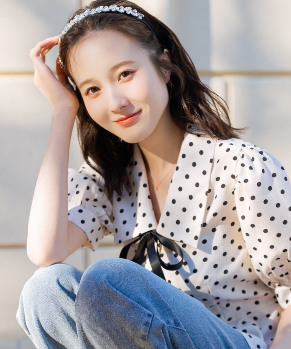 【再入荷予約受付中】パフスリーブドットブラウス