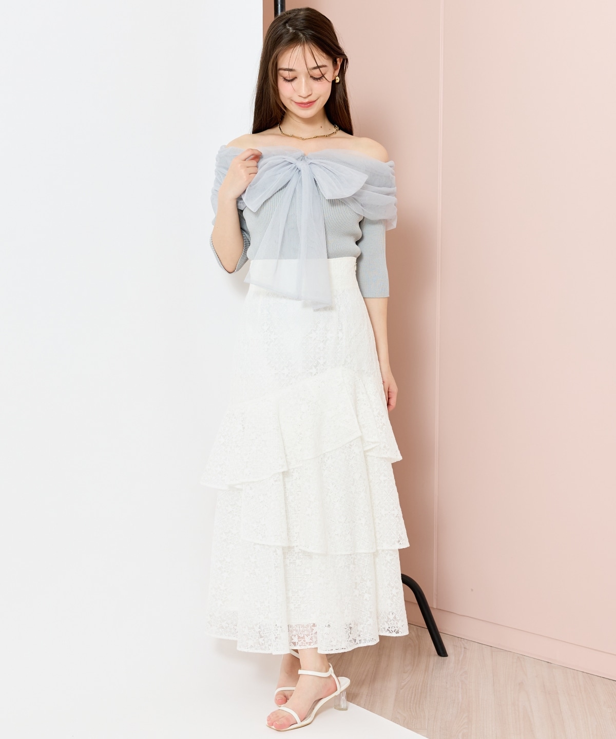 アシメティアードレーススカート