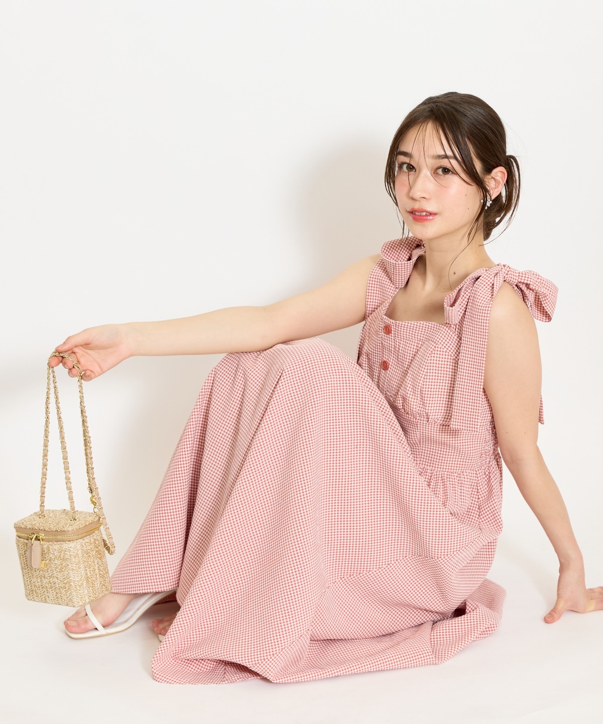 【4/24(fri)10時予約開始】リボンショルダーギャザーワンピース