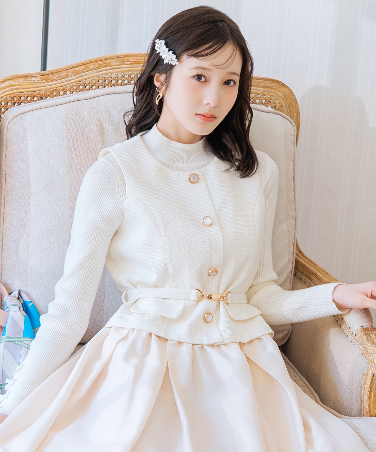 ツイードドッキングジレワンピース