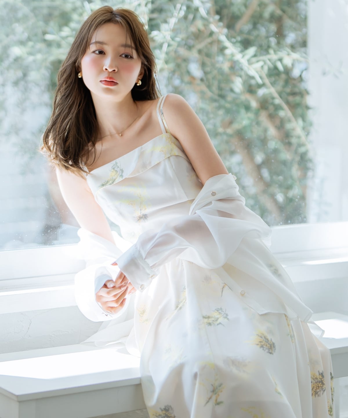 ミモザプリントキャミワンピース