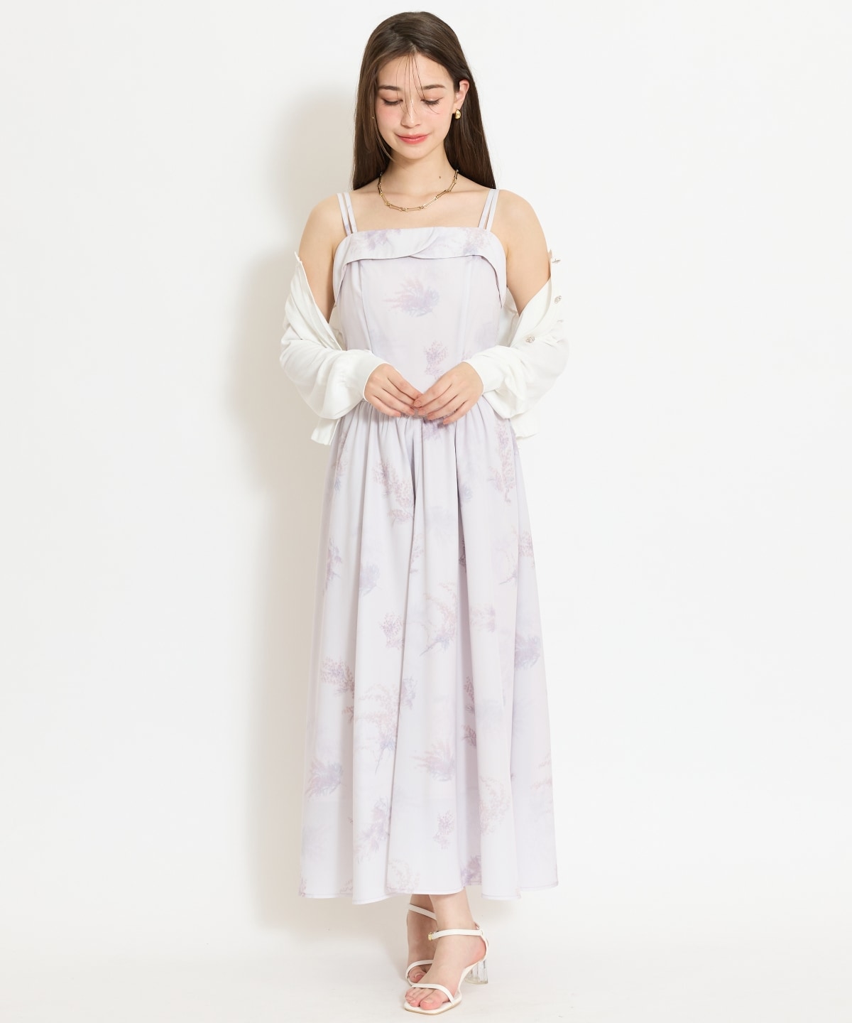 ミモザプリントキャミワンピース