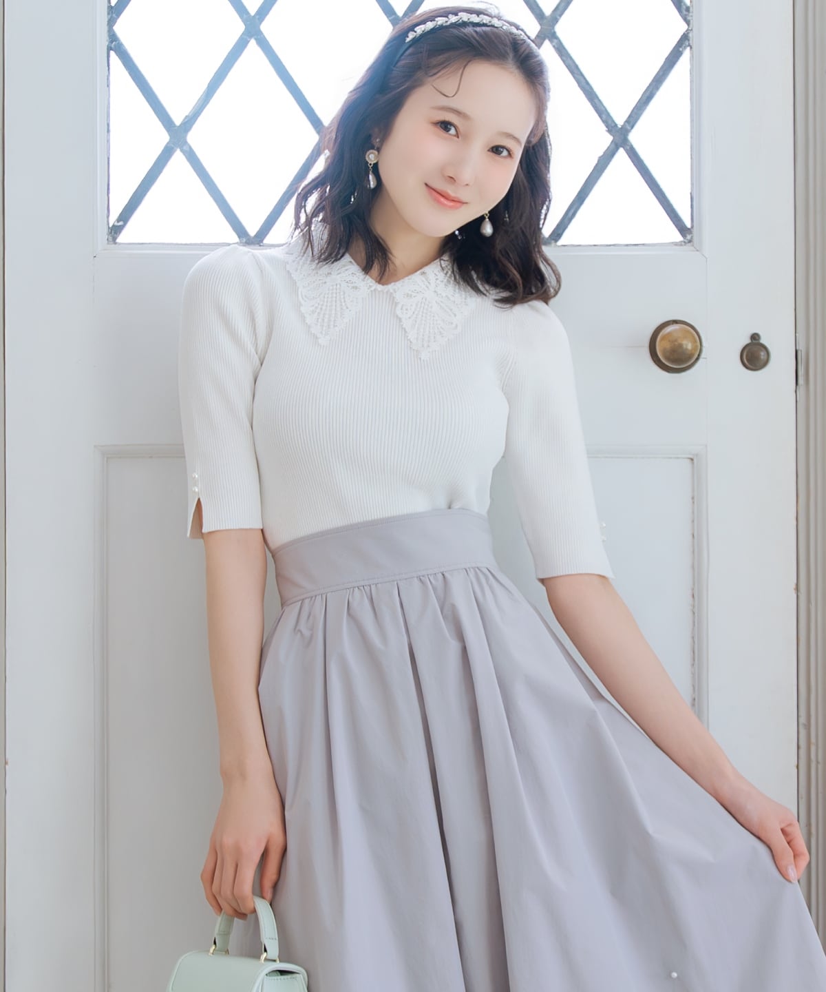 【2/27(fri)発売】リボンレースカラーリブニット