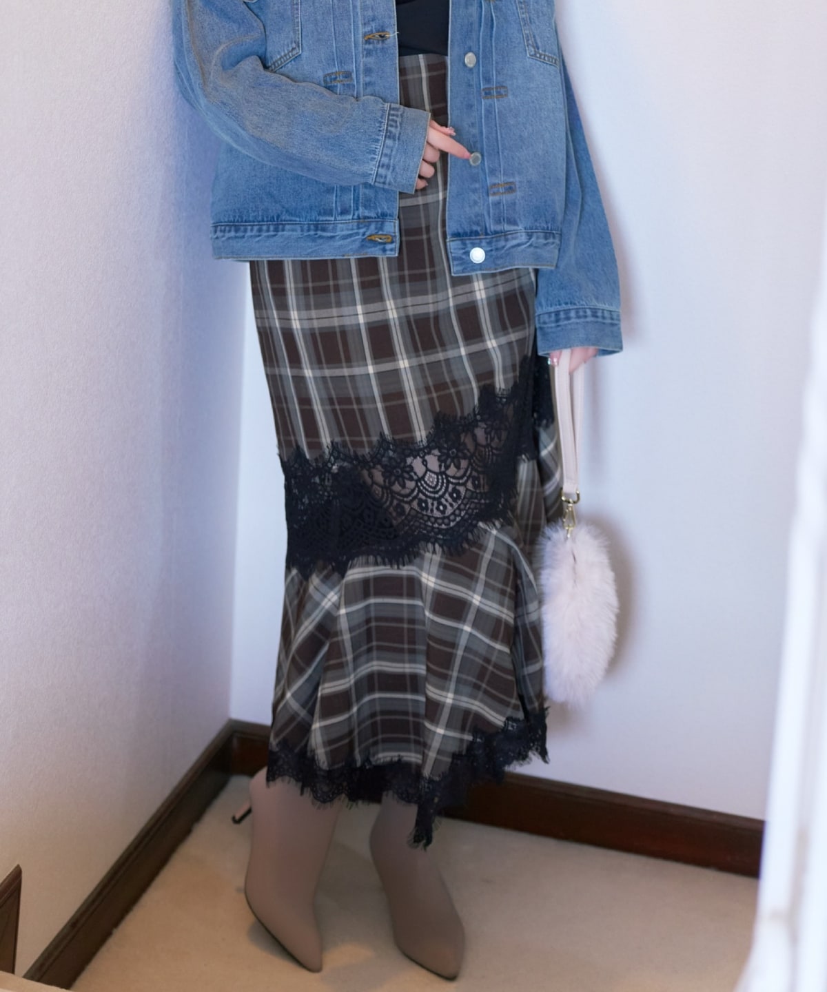 レース切替アシメヘムマーメイドスカート