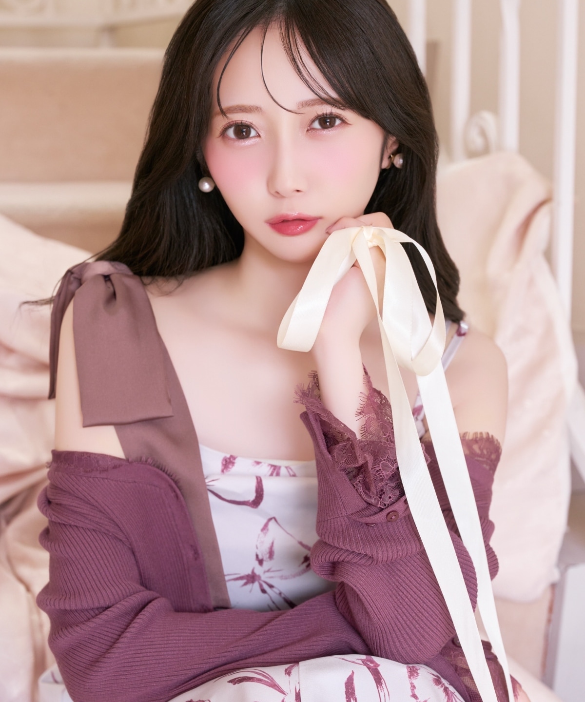 レーストリムリブカーディガン