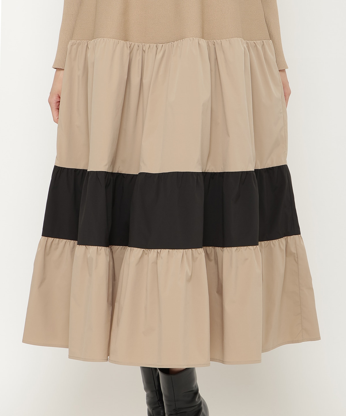 布帛ティアードドッキングワンピース