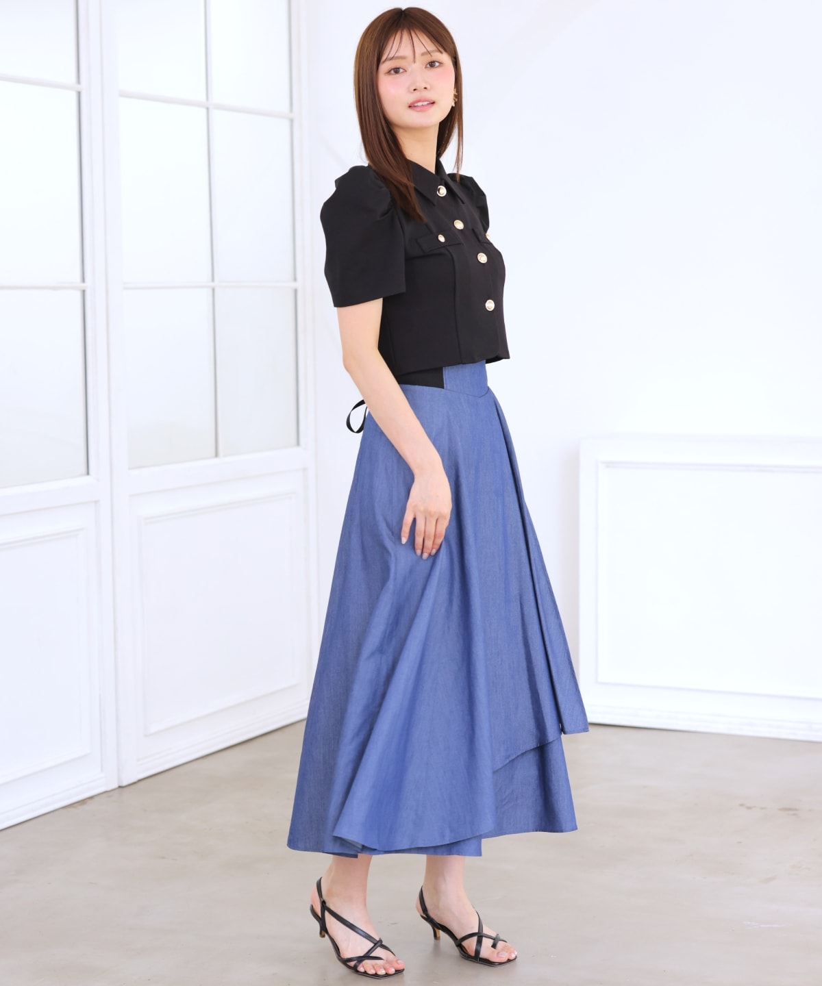 サイドリブシャンブレーデニムスカート