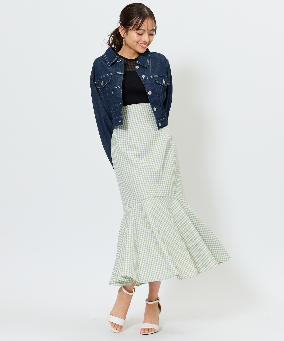 千鳥柄マーメイドスカート