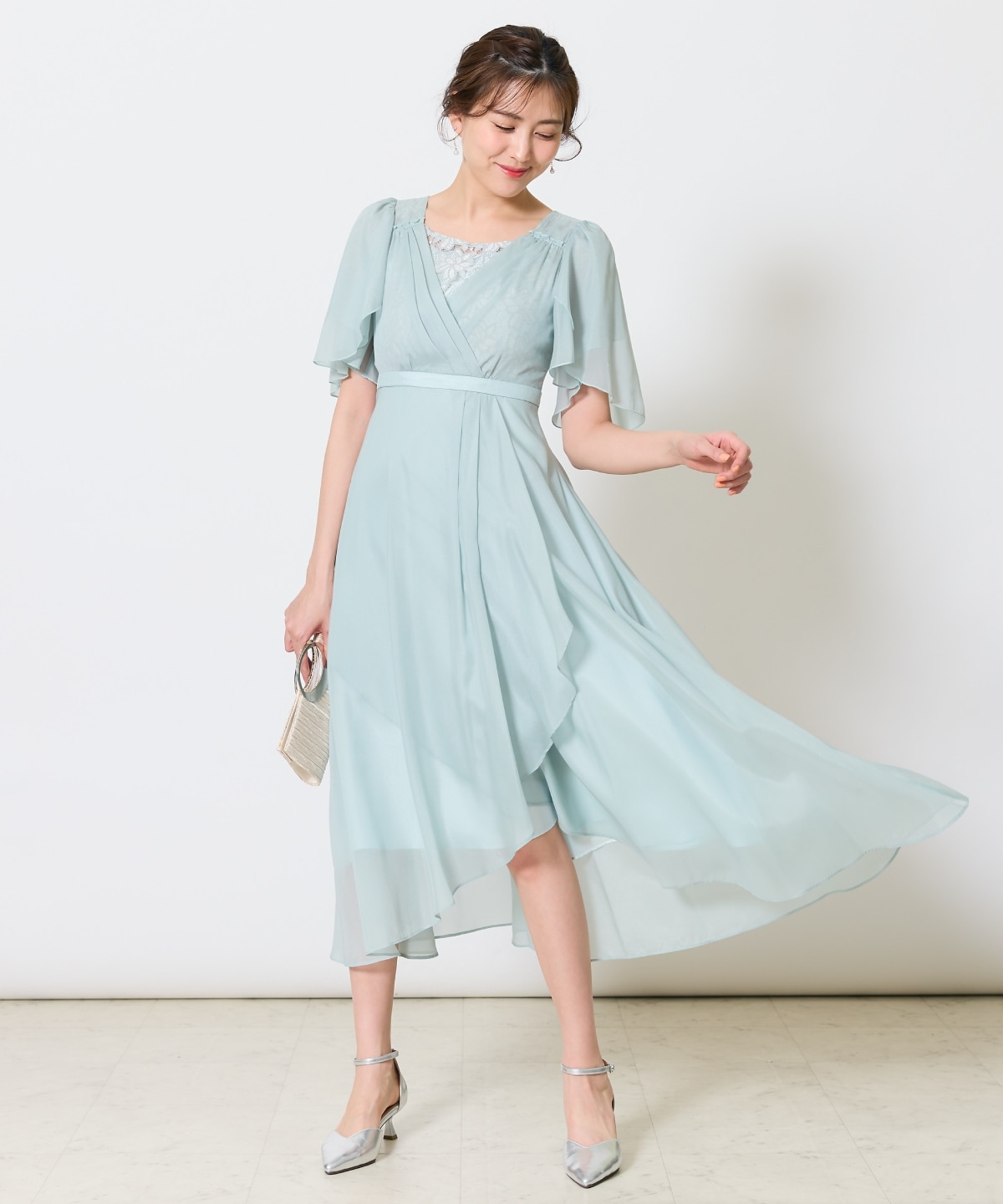 カシュクールレースレイヤードドレス