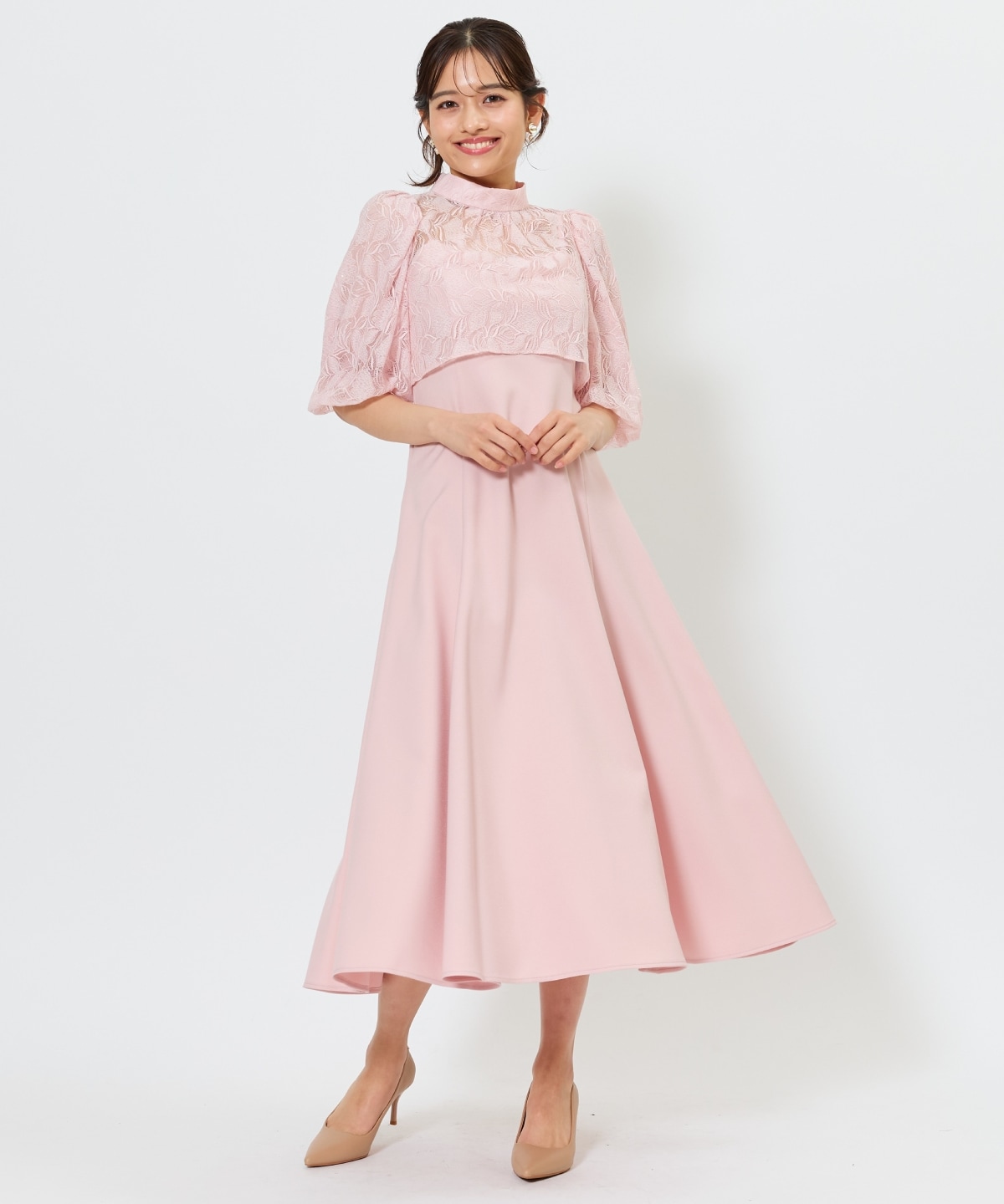 リーフレースレイヤードレス