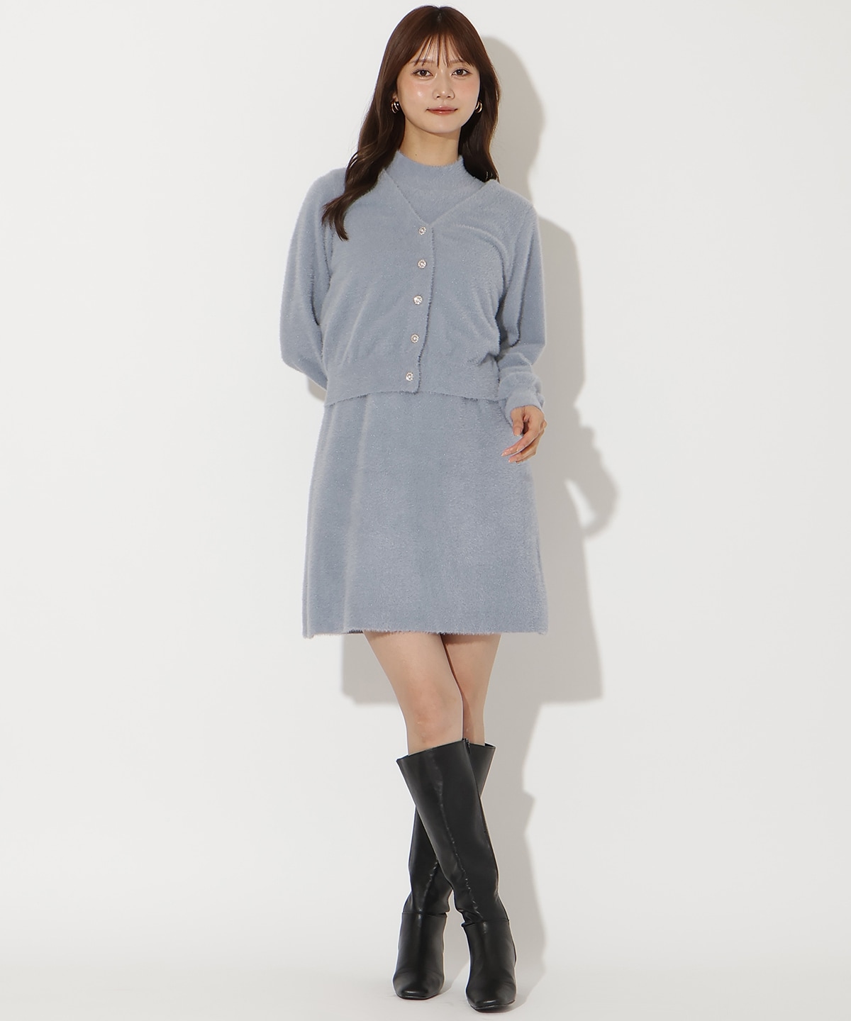 ラメフェザーニットアンサンブル