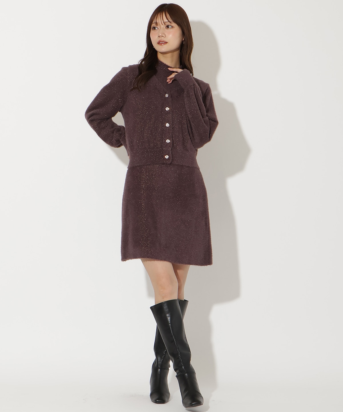 ラメフェザーニットアンサンブル