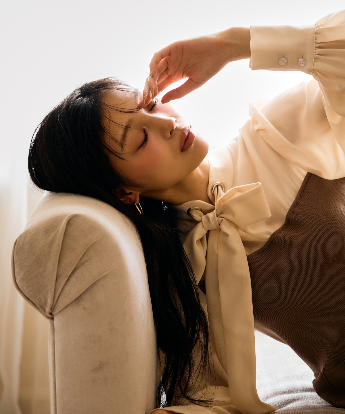 ボウタイ×ニットドッキングワンピース