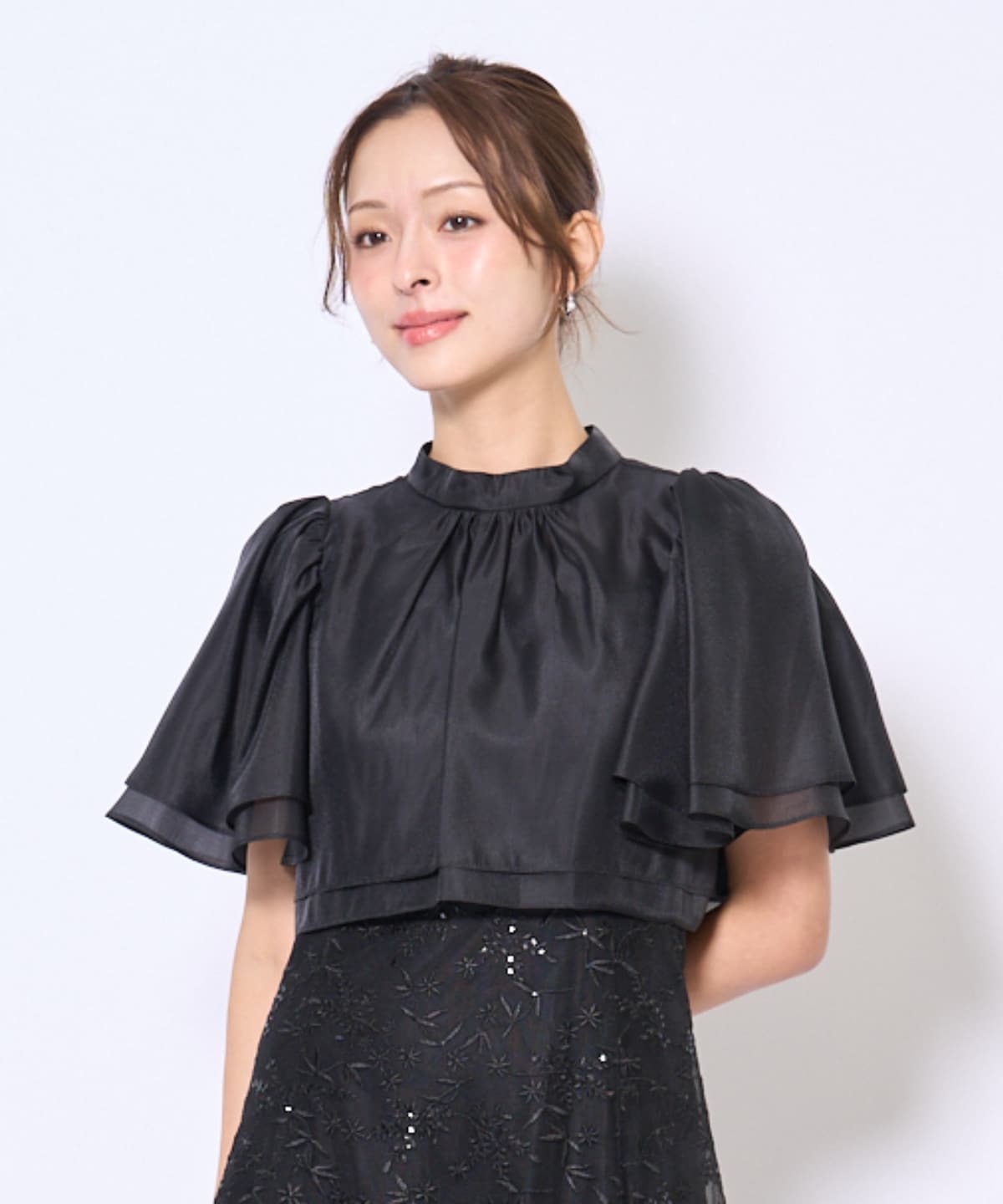 【再入荷予約受付中】ラメボタニカルレースレイヤードドレス