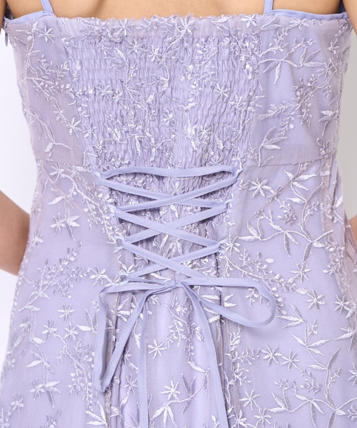 【再入荷予約受付中】ラメボタニカルレースレイヤードドレス