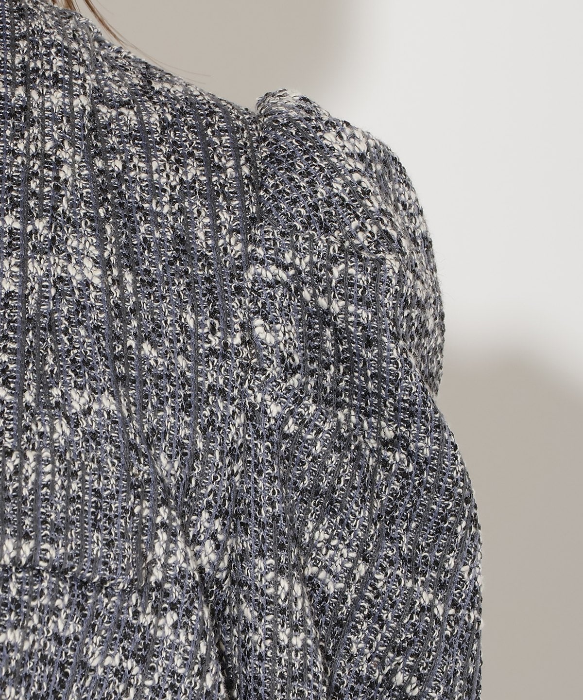 カットツイードノーカラージャケット