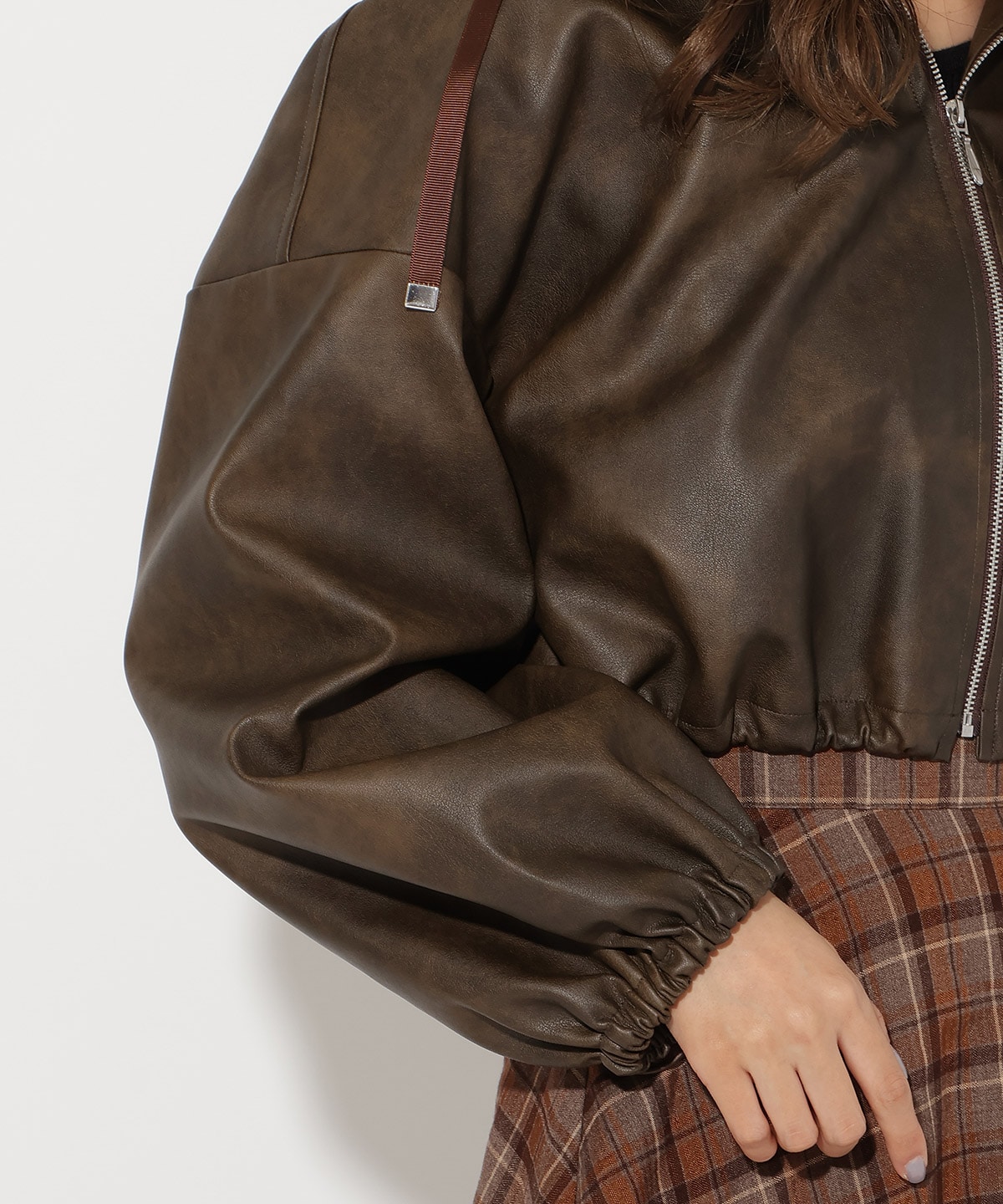 フェイクレザーブルゾン