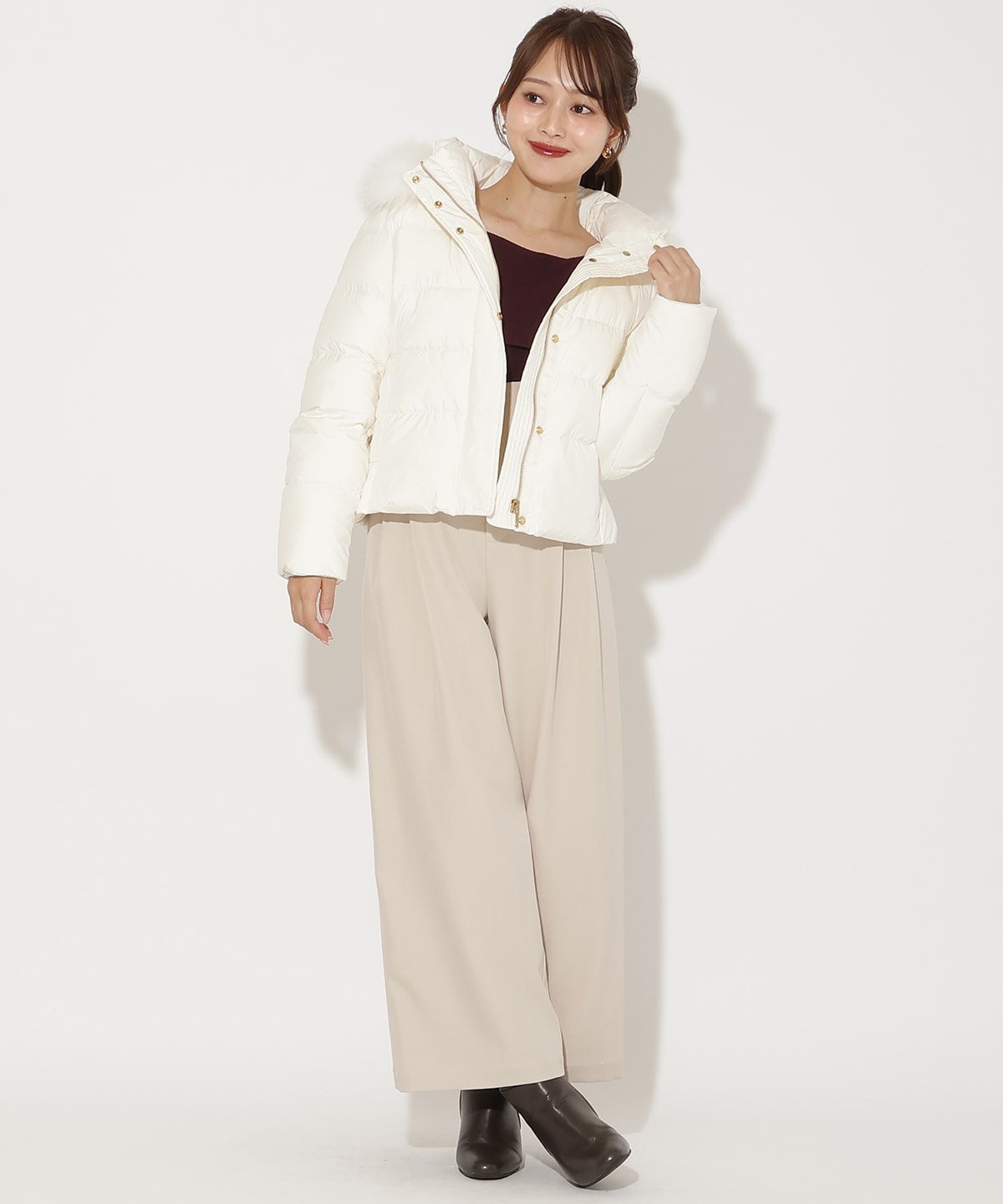 FOXファー付きショートダウン