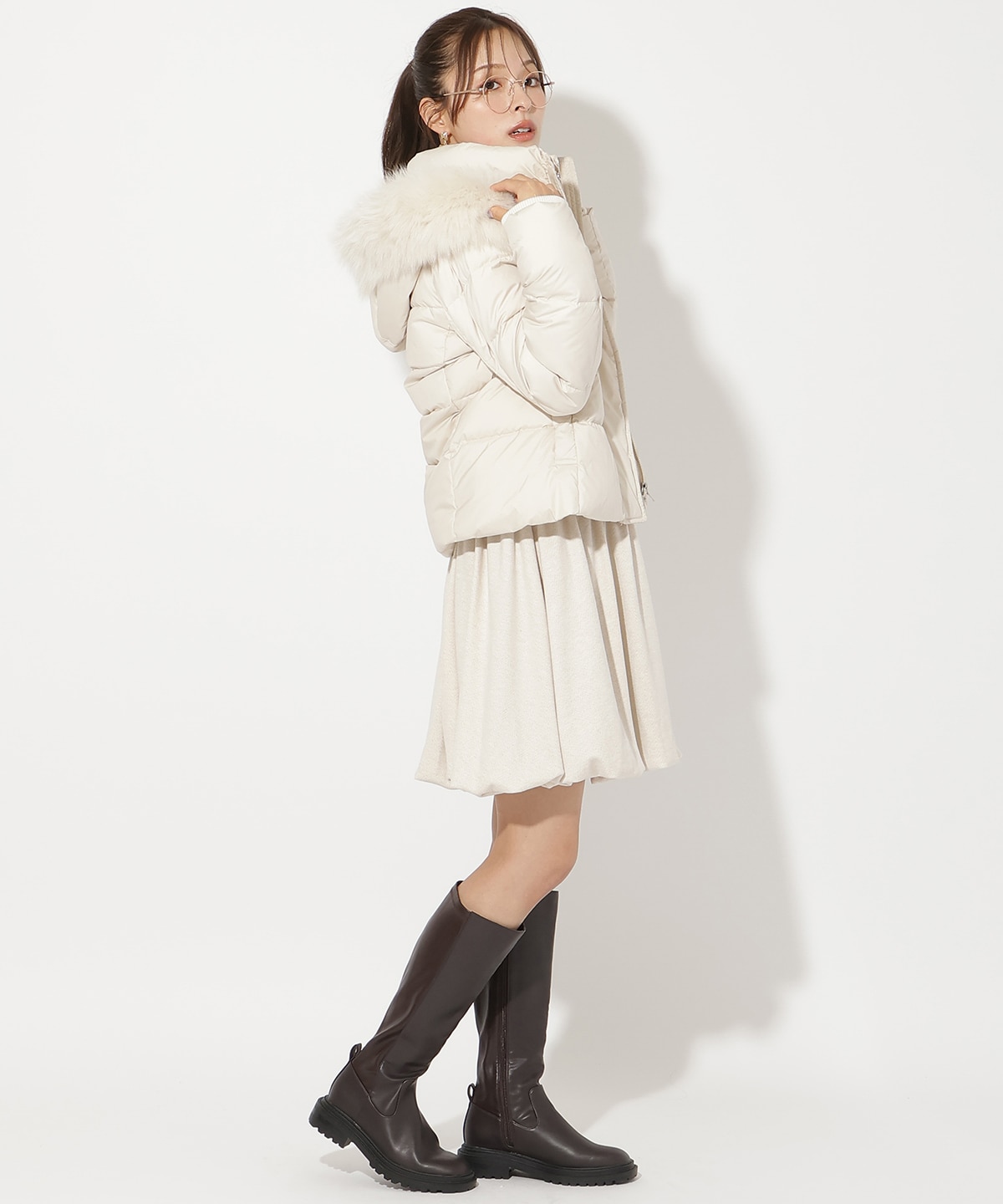 FOXファー付きショートダウン