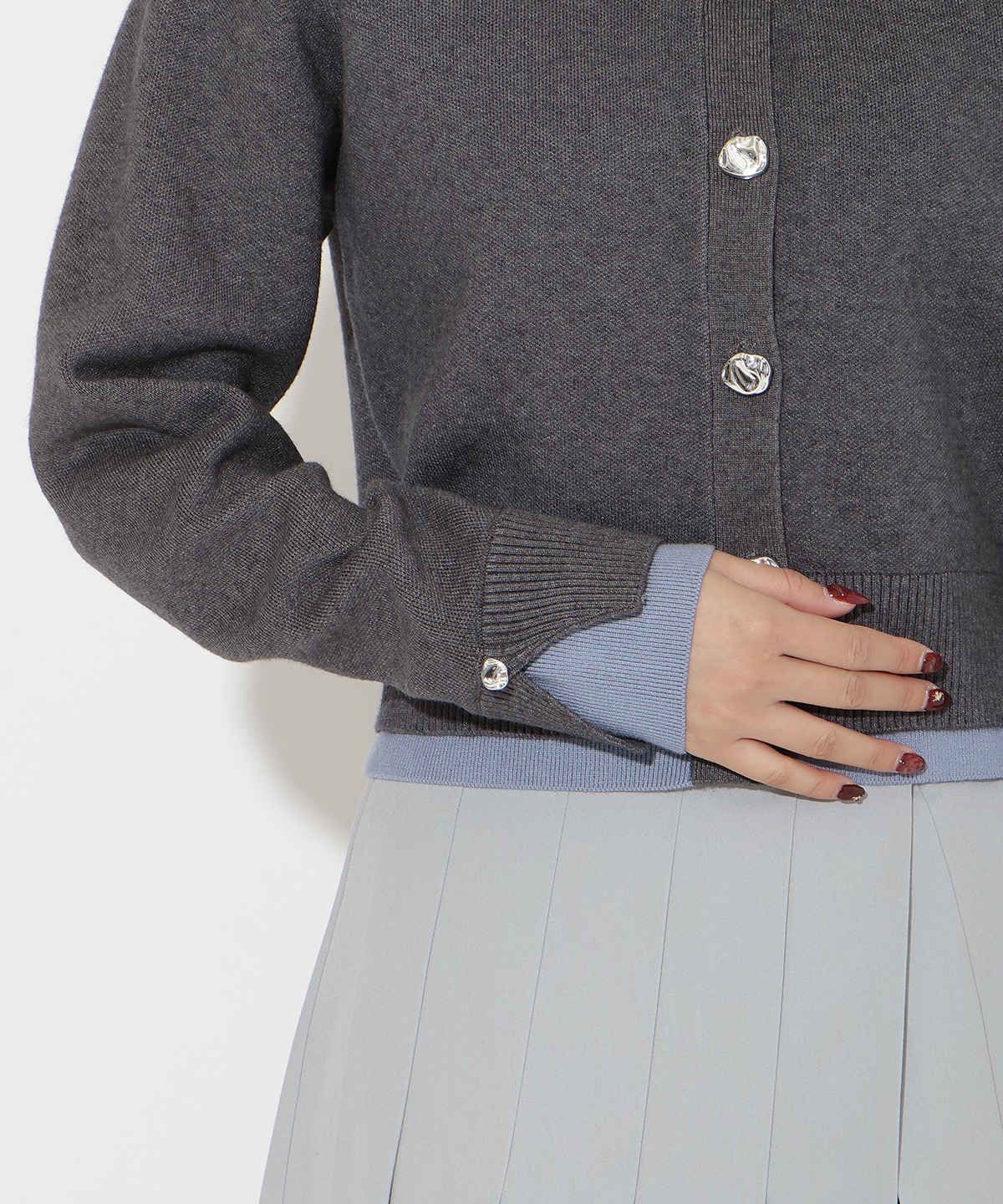 レイヤードライクニットカーデ