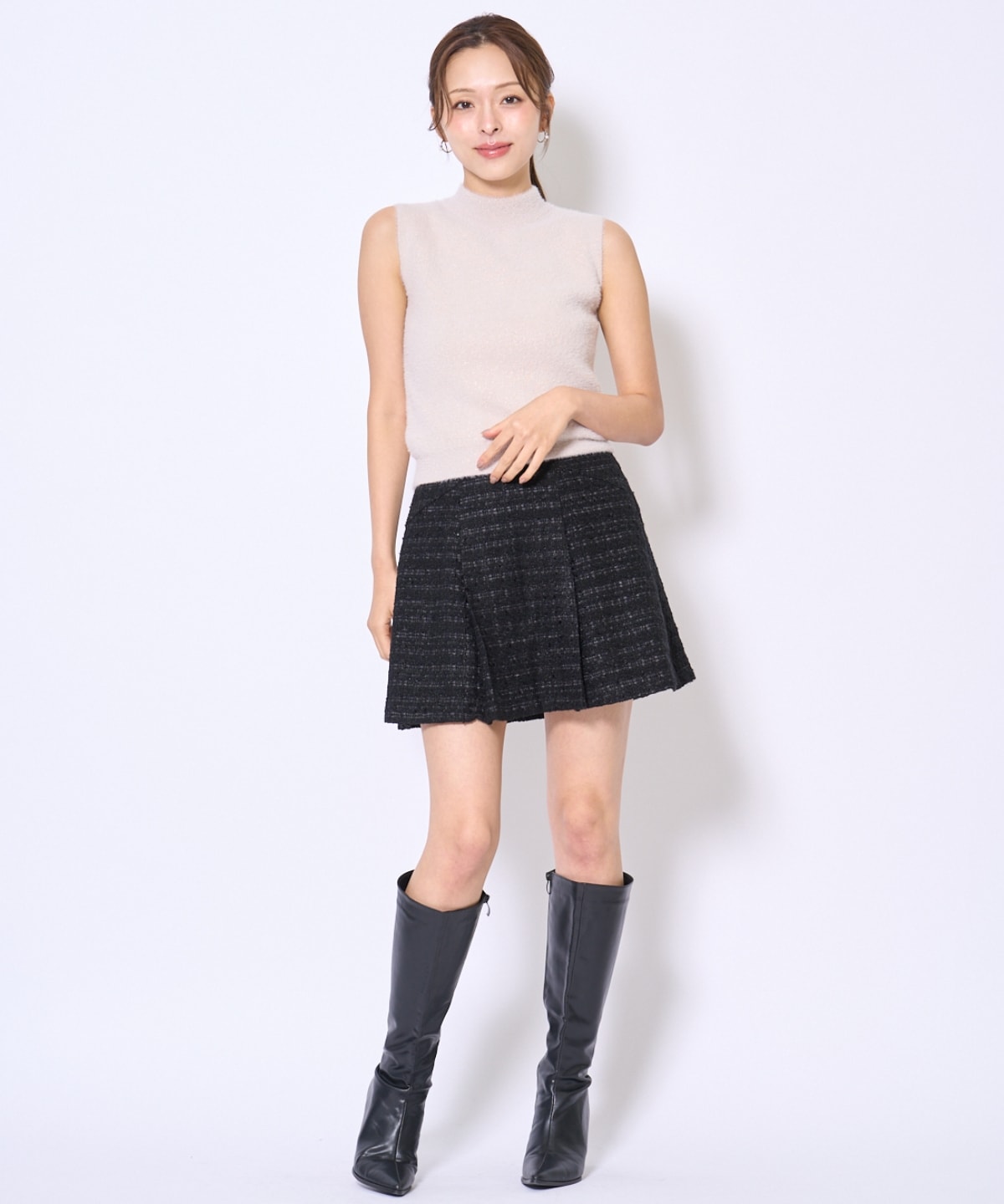 ラメフェザーニットアンサンブル